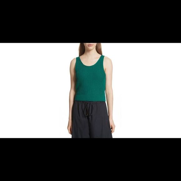 Vince Crossover V-Back Green Ribbed Tank Large NWT - Picture 5 of 14